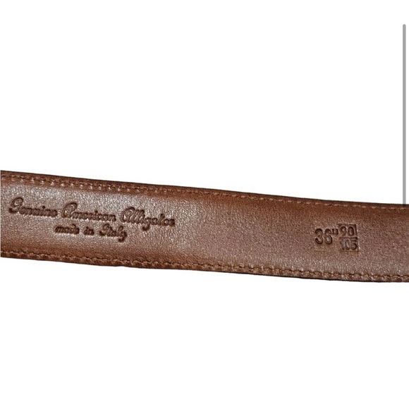 Polo Ralph Lauren Black Alligator Leather Belt Made in Italy Embossed Buckle 36 - Picture 11 of 11